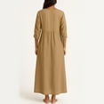 thumbnail image 4 of Cotton Linen Dresses for Women 2025 Fall Long Length Sleeve V Neck Maxi Dress Boho Vacation Beach Sundresses Light Brown XL, 4 of 4