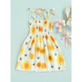 thumbnail image 4 of xiaxaixu Robe d'Été Mignonne Imprimée Sans Manches à Bretelles Spaghetti Smockée Marguerite Robe Sans Manches pour Petites Filles Robe d'Été, 4 of 9