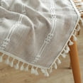 thumbnail image 4 of Enova Home  High Quality Rectangle Cotton Linen Washable Tablecloth Stripe with Tassel for Home Party Wedding Dining Table Brown - 55" x 78", 4 of 4