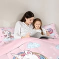 thumbnail image 6 of Feelyou Kawaii Magic Unicorn Bedding Comforter Set, Dreamy Rainbow Cloud Twin Comforter Sets, Cute Cartoon Animal Reversible Bedding Set, Breathable Home Decor, 2-Piece, 6 of 9