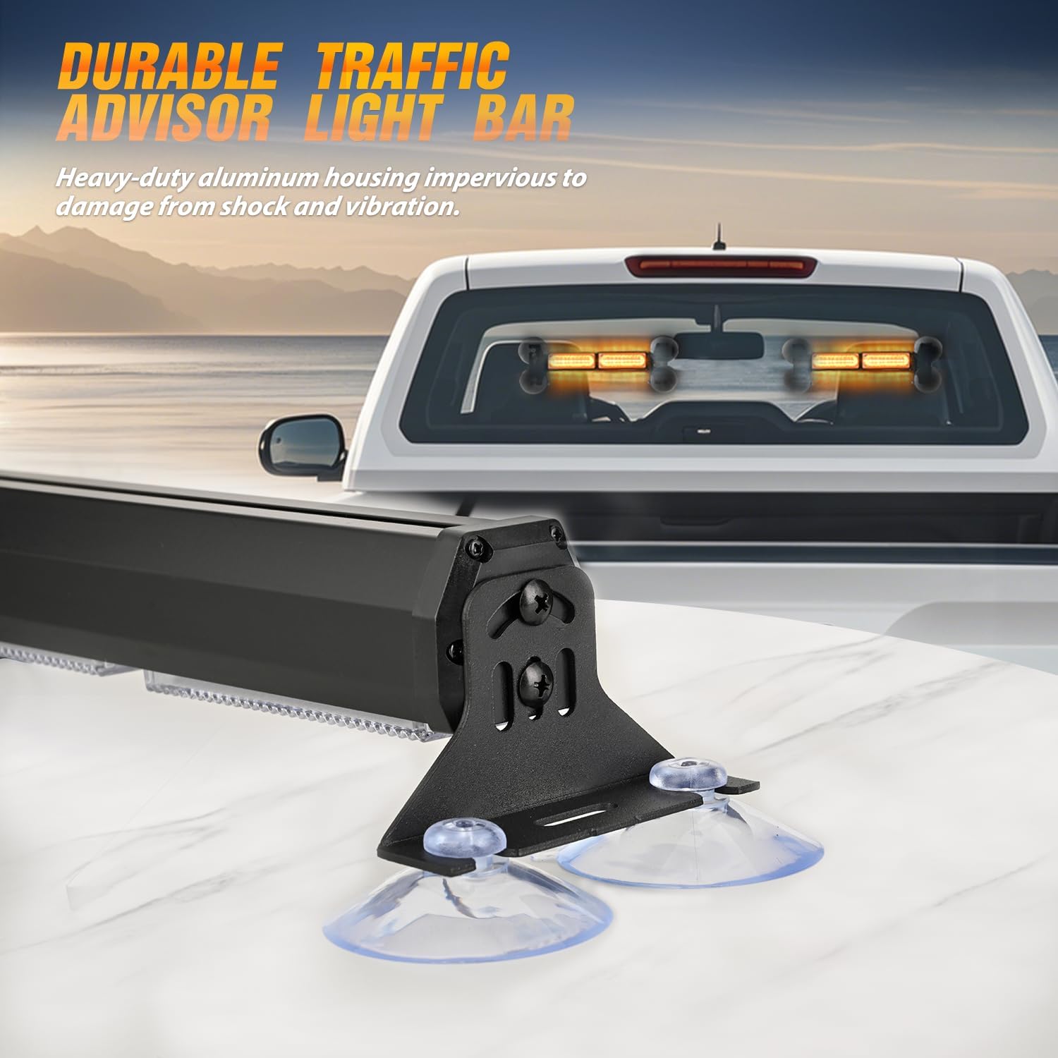 Nilight 40LED Amber Emergency Strobe Advisor Light Bar with Suction Cups Dash Safety Warning Hazard Flashing Lights Interior Front/Rear Windshield for Trucks Construction Vehicles