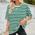 thumbnail image 4 of Ruimatai Women's Striped Casual Top Short Sleeve Round Neck Loose Fit Comfortable Fashion T-Shirt Soft Breathable Summer Blouse, 4 of 6