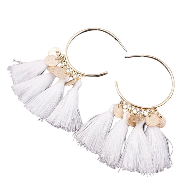Sonducket Pendientes de araña con forma de sector bohemio, borla, oreja, flecos, aro, regalo del Día de San Valentín para playa, accesorios para niñas Ropa, zapatos y accesorios Miscelánea Blanco Sonducket AP010290-06