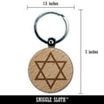 thumbnail image 2 of Star of David Jewish Round Keychain Charm Tag - Engraved Wood, 2 of 6