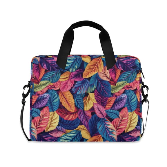 FORMRS 16" Laptop Bag Carrying Sleeve Case with Handle Travel Shoulder Briefcase, Colorful Art Leaves Pattern