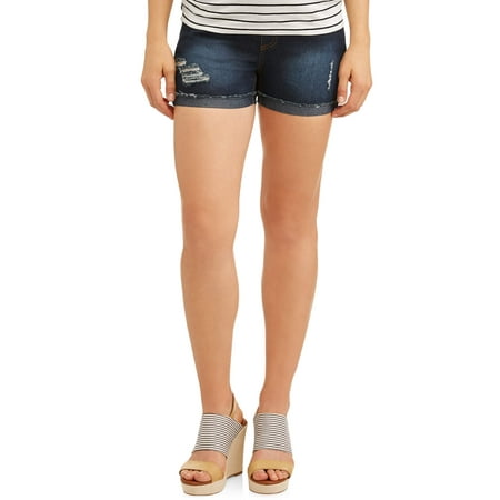 Distressed Spandex Shorts - Oh! Mamma Maternity Distressed Overbelly Denim Shorts - Available in Plus Sizes