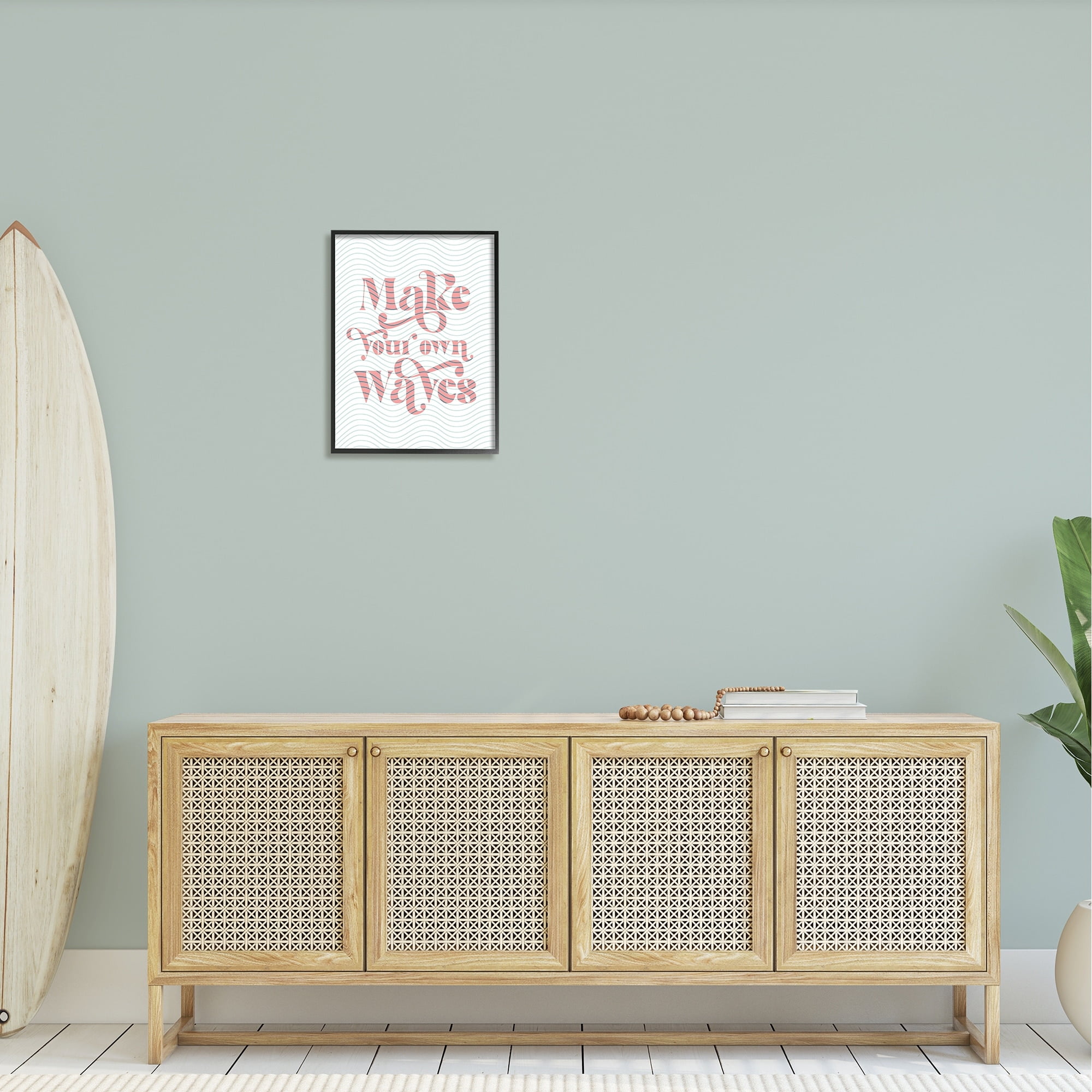 Stupell Industries Make Your Own Waves Groovy Patterned Stripes Graphic Art Black Framed Art Print Wall Art, Design by Daphne Polselli
