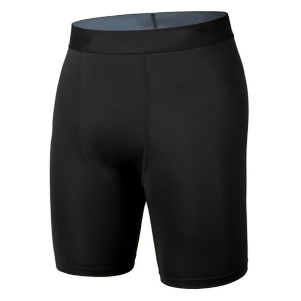 Pantalones cortos deportivos de compresión de alta elasticidad, frescos, de secado rápido, transpirables, para hombre, para entrenar, correr, andar en bicicleta, color negro, talla L