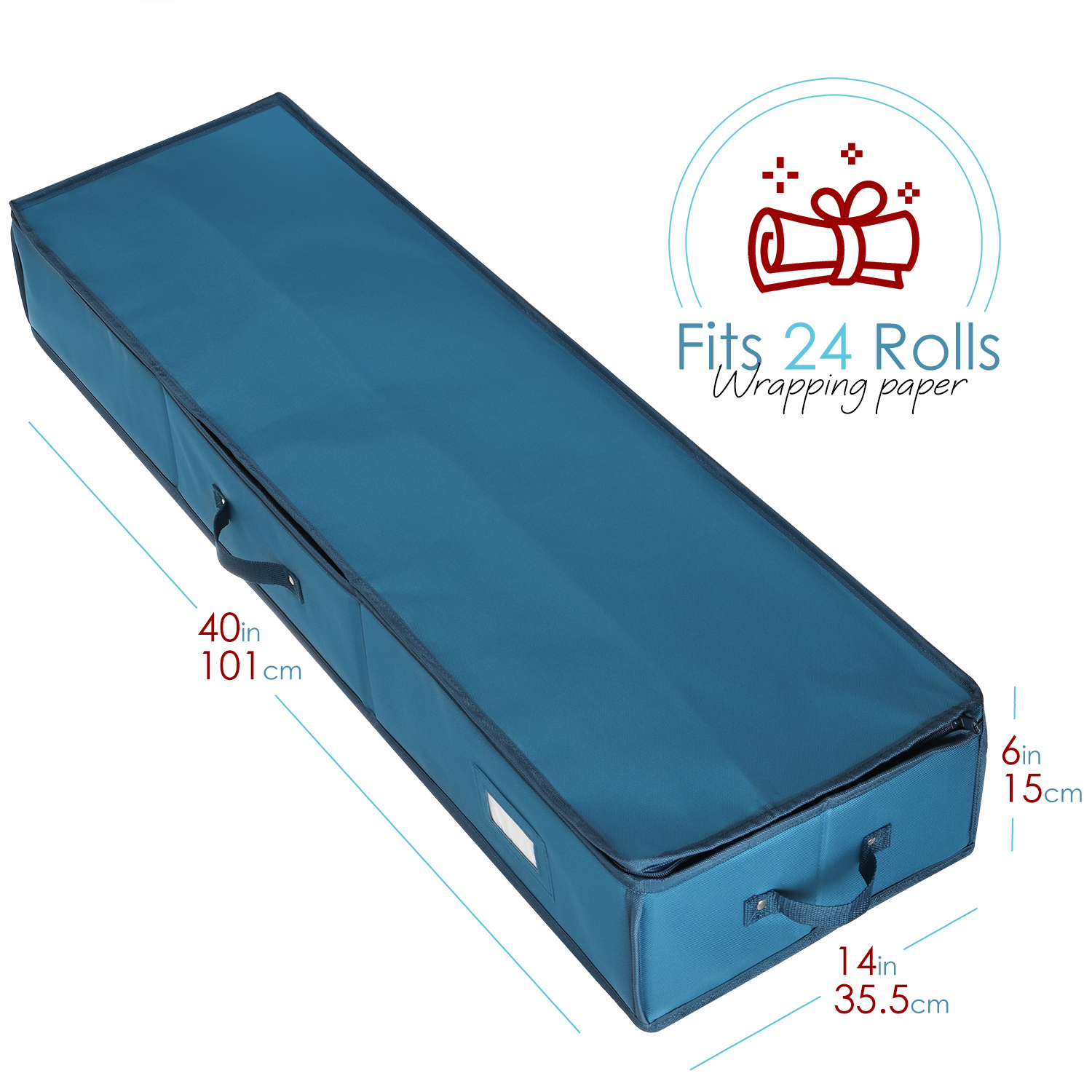 Hearth & Harbor Wrapping Paper Storage Container, Blue photo 4