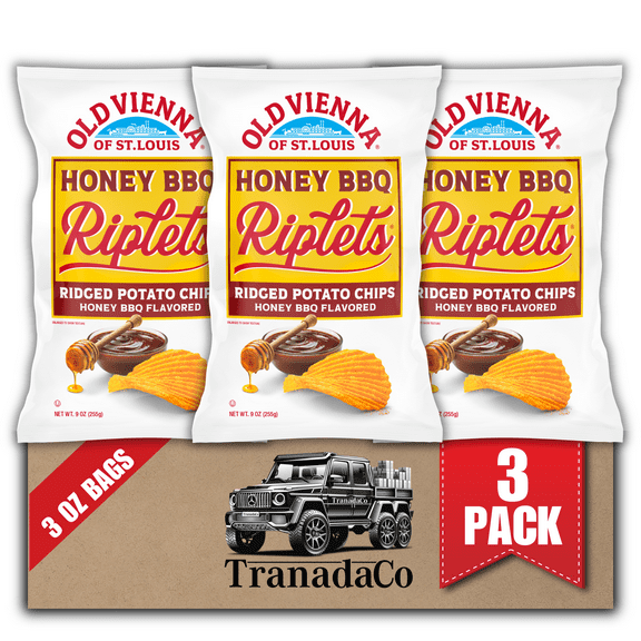 Old Vienna of St. Louis Honey BBQ Riplets Chips 3oz Bags (3 Pack) Snack by TranadaCo