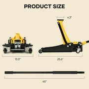 Naipo 3 Ton Low Profile Floor Jack, Dual Piston Hydraulic Pump, Heavy Duty All Steel Construction, Lifting Range 2.8-19.7, Use for Car, SUV, Mini RV, Light Truck, Yellow
