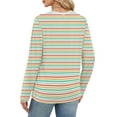 thumbnail image 4 of Resicozy Womens Striped Long Sleeve Shirts Fall Spring 2026 Tops Fashion Clothing Ribbed Crewneck Tee Blouses Green S, 4 of 5