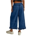 thumbnail image 5 of FNFYFH Cropped Jeans for Women Ruffle Hem Jean Pants Denim Wide Leg Capri Pants with Pockets, 5 of 7