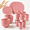 Pink, variant on Rock-textured White 6-Person Wheat Straw Dinnerware Set with Plates, and Cups
