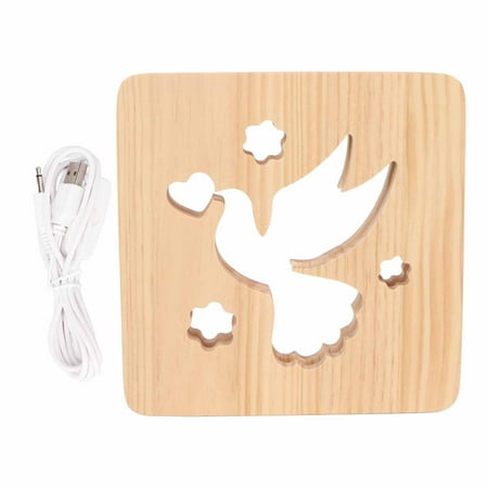 

Big sale 2W 3D Wood Carving Lamp Warm White Light Peace Dove Pattern Hollow 3D Wooden Lamp Night Light for Bedrooms