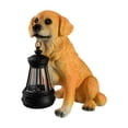 thumbnail image 3 of Estatua de resina para jardín con luz solar, encantadora escultura impermeable multiusos de golden retriever para porche, balcón, realista., 3 of 8