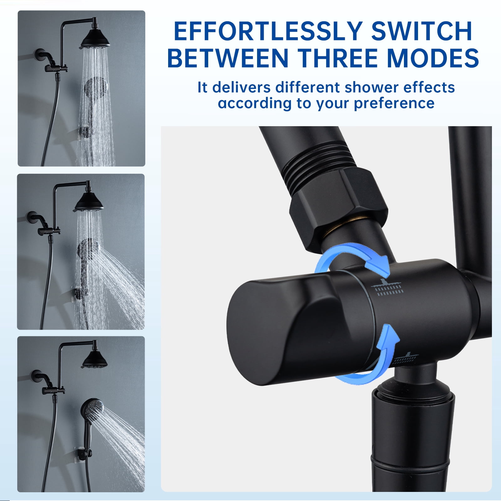 Joyrain Multi-angle adjustable showerhead& Handheld High-pressure 8 Spray Modes Shower Head, Rain Shower Combination with 90° Adjustable Extension Arm