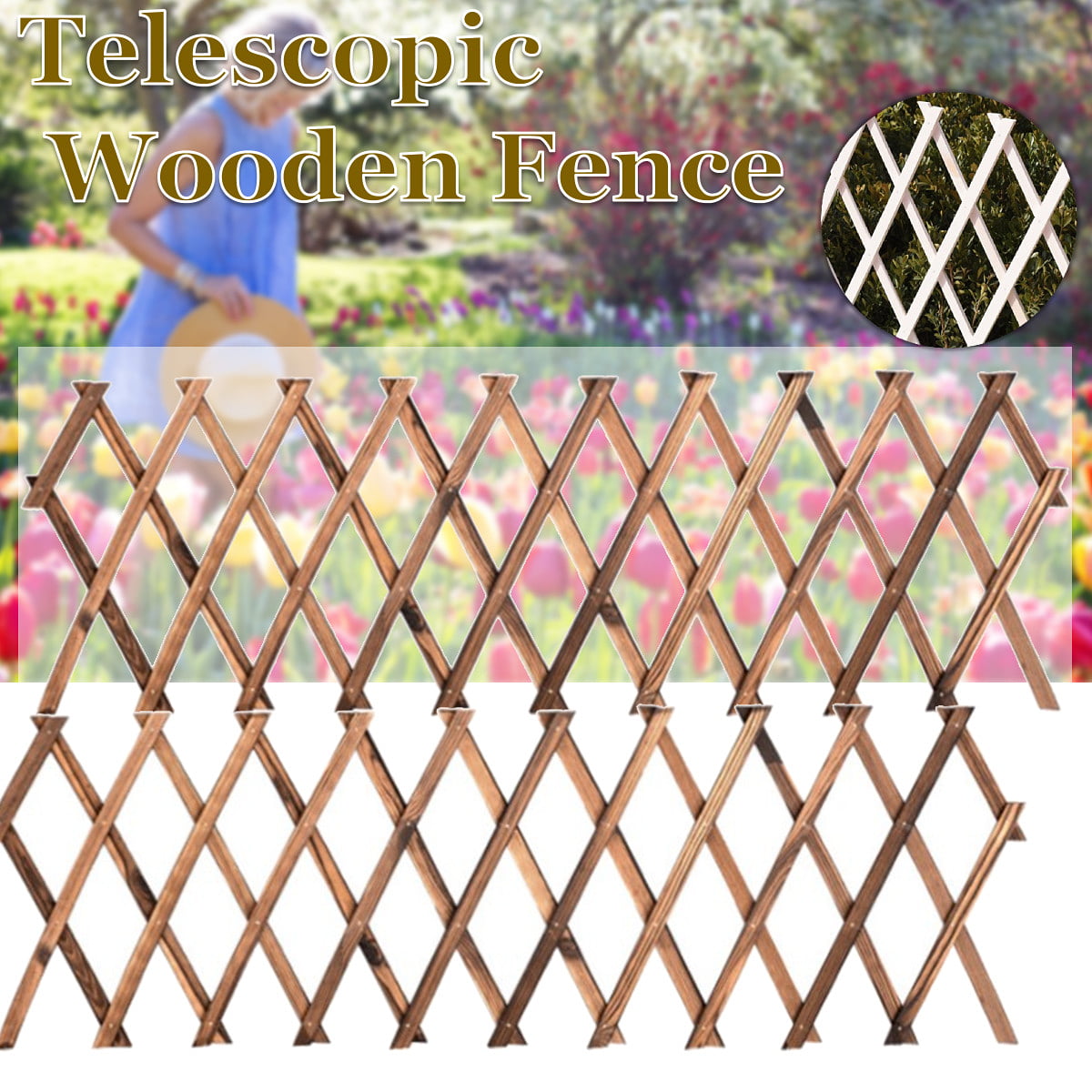 N/Z Expanding Trellis Wooden Fence Expandable Plant Climbing Lattices Screen Barrier Panel Garden Plant Growing Support for Outdoor 43cm Height 