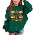 thumbnail image 5 of DJDLJWCJ Girls Halloween Fleece Sweatshirt Long Sleeve Crew Neck Oversized Graphic Pullover Kids Fall Casual Halloween Sweatshirts Green Size 7, 5 of 7