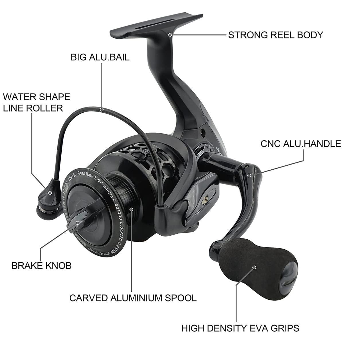 Spinning Fishing Reels 12+1bb Ultra Lightweight Carved Aluminum Spool Affordable Smooth