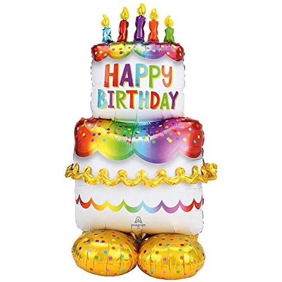 Birthday Cake Airloonz Foil Balloon, Multicolor, 53"