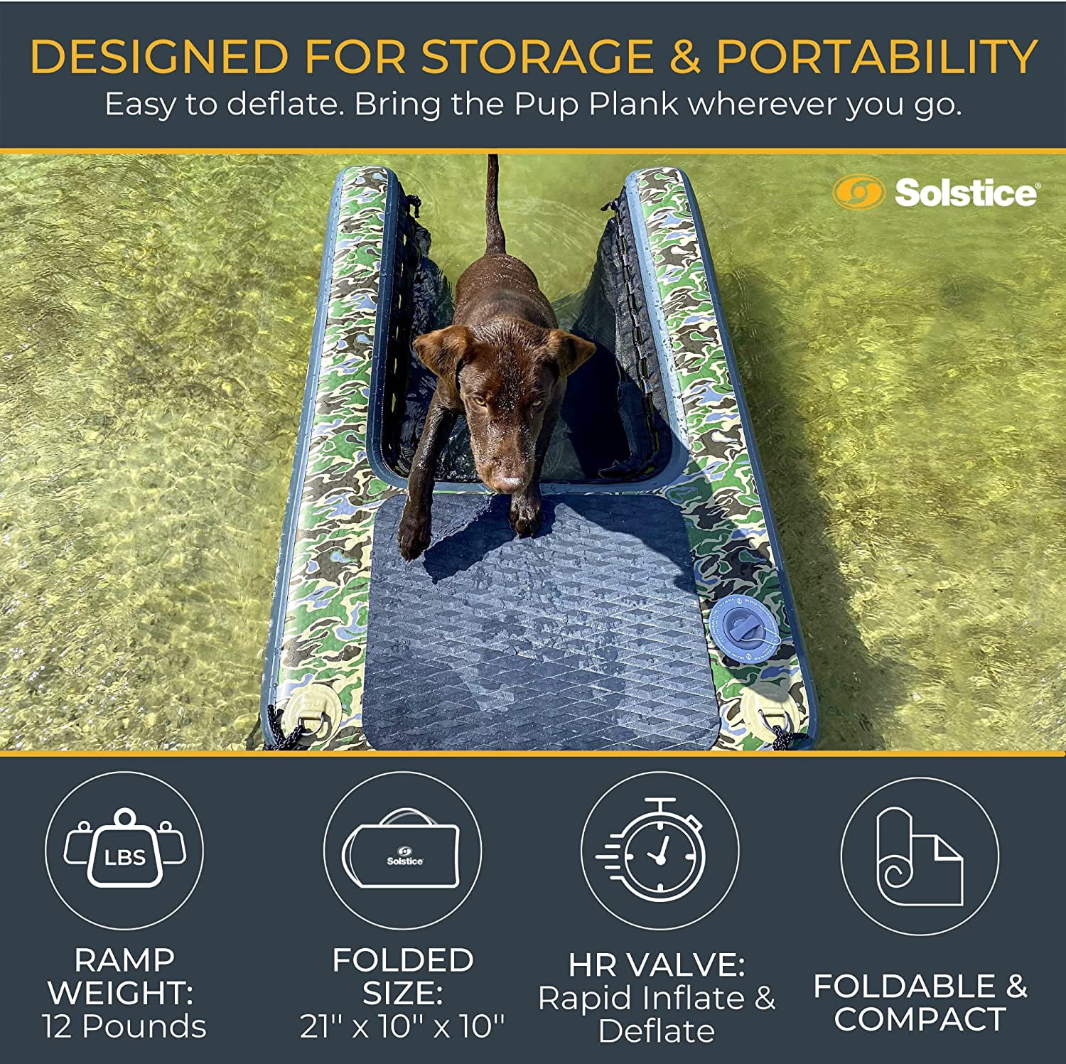 Solstice Watersports Inflatable PupPlank Dog Ramp - XL Sport - Camo [33250]