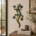 thumbnail image 3 of DecMode Multi Colored Metal Indoor Outdoor Lizard Wall Decor with Teal and Yellow Accents, 3 of 19
