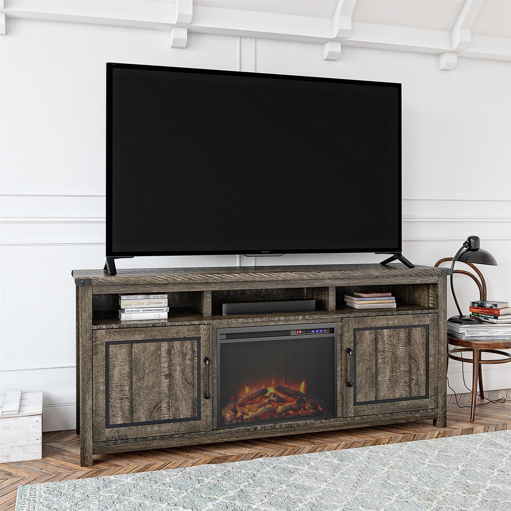 Ameriwood Home Avanta Fireplace TV Stand for TVs up to 70", Rustic Oak