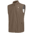 thumbnail image 3 of Men's Lightweight Windproof Sleeveless Golf Vest Full Zip Stand Collar Athletic Gilet with Reflective Print Rear Zipper Pocket Dark Brown S, 3 of 6
