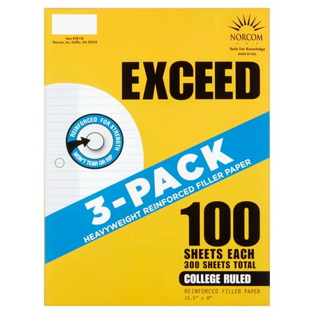 - Norcom Exceed Heavyweight Reinforced Filler Paper, 3 pack