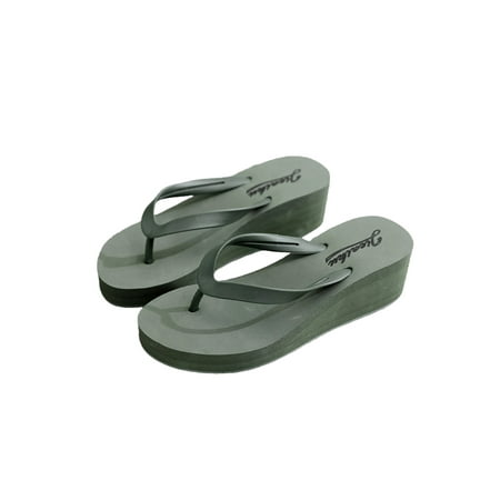 

UKAP Womens Flip Flops Summer Platform Sandal Wedge Thong Sandals Non-Slip Casual Shoes Ladies Slides Beach Comfort Slide Slippers Green 7.5