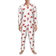 thumbnail image 3 of Naloa Hand Drawn Watermelon Men’s Pajamas Set - Long Sleeve Button Down Sleep Shirt and Pajama Bottoms Sleepwear Set-Medium, 3 of 7