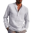 thumbnail image 2 of Mens T-Shirts Men'S Casual Stand Collar Solid Shirt Long Sleeve Pocket Cotton Shirt Tops, 2 of 8