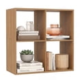 thumbnail image 1 of Costway 4-Cube Bookshelf, Modern Cubby Bookcase with Back Guardrail & Anti-tipping Kits Natural, 1 of 10