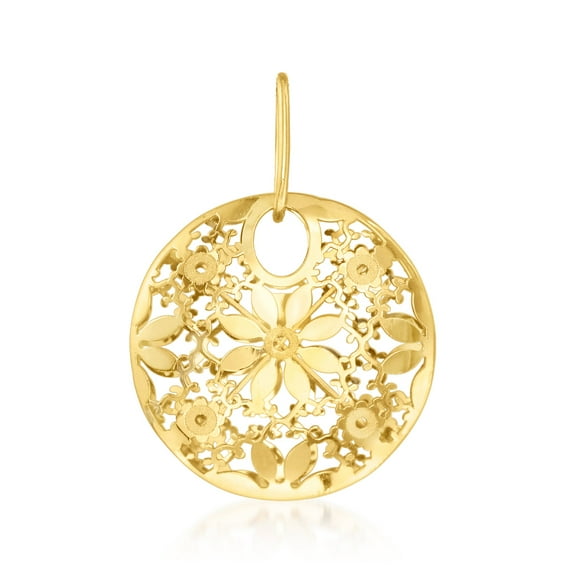 Ross-Simons Italian 14kt Yellow Gold Circle Flower Pendant, Women's, Adult