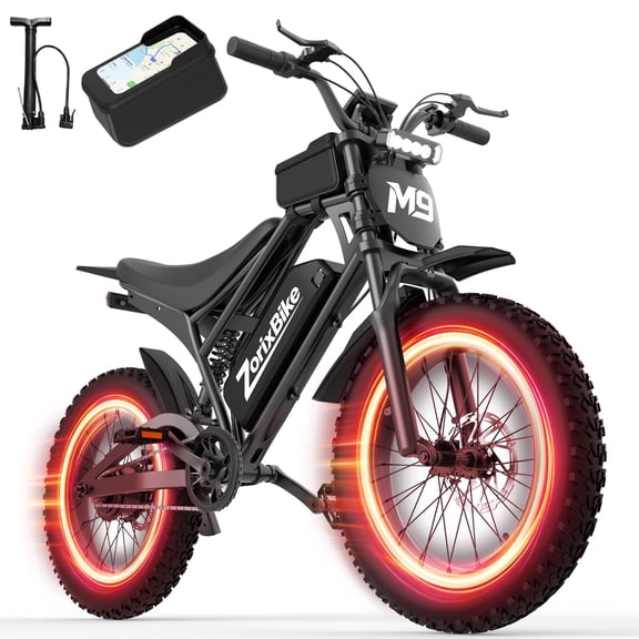 ZorixBike Electric Bike for Adults, Peak 1500W Motor 28MPH Ebike, 20" Fat Tire E-Bike, 48V/15.6Ah Battery, Full Suspension, Unlock with NFC, UL2849