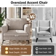 thumbnail image 6 of JULY'S SONG Accent Chair, Linen Fabric Comfy Upholstered Living Room Chairs, 37.8" Wide Mid Century Oversized Chair, Modern Arm Chair for Bedroom, Light Brown, 6 of 11