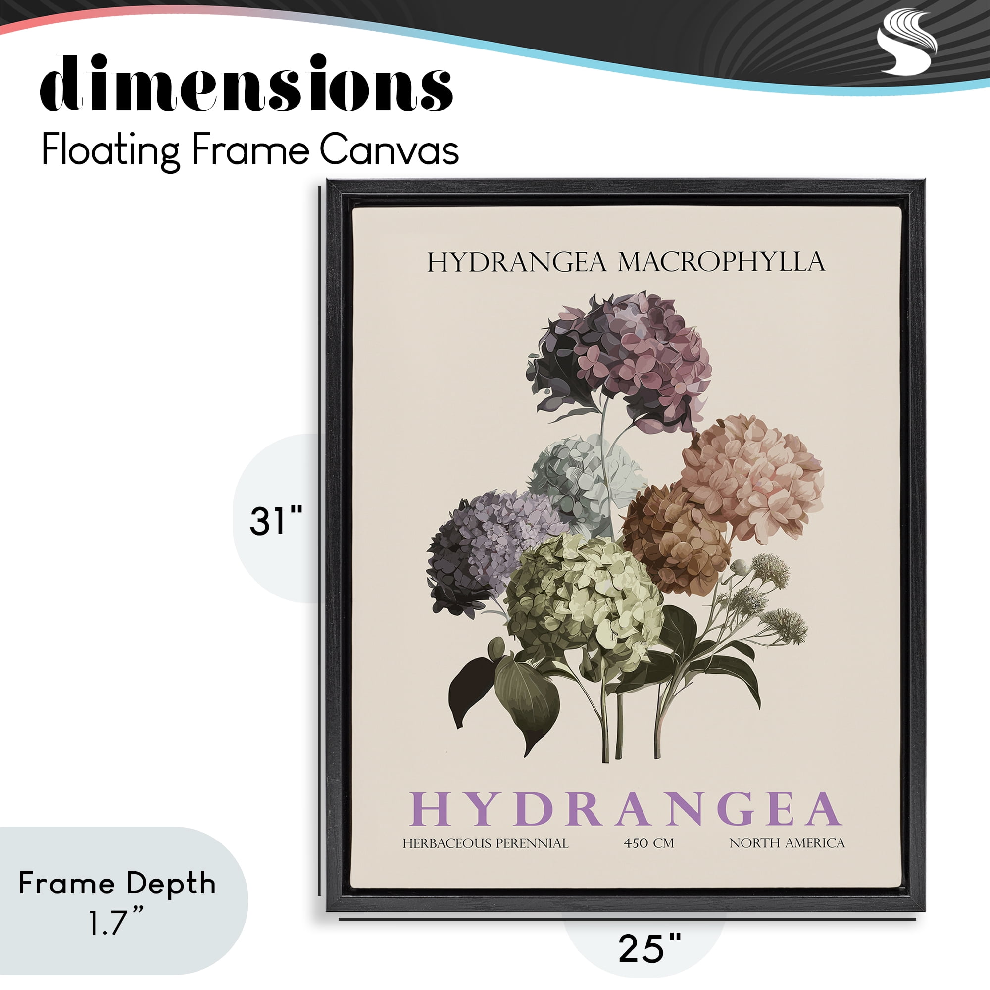 Stupell Industries Nature Hydrangea Bundle Black Framed Floater Canvas Wall Art, design by Christopher Giampietro