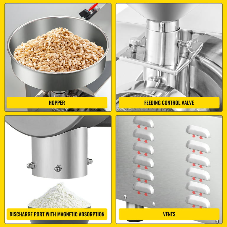 VEVOR Soybean Grinder Commercial Grinding Machine for Spices 3000W Corn Mill Grinder 50-60kg/H Stainless Steel Corn Grinder Electric Flour Milling
