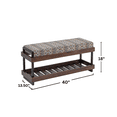 thumbnail image 5 of Modern Upholstered Bench with Shoe Rack & Cushion Seat – Wooden Frame with Fabric Top – Entryway, Bedroom, or Hallway Seating Gray Geometric Pattern, 5 of 5