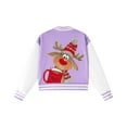 thumbnail image 6 of Staki Girl Christmas Hoodie Girl's Christmas Jacket Button Down Long Sleeve Preppy Outerwear(Purple,11-12 Years), 6 of 7