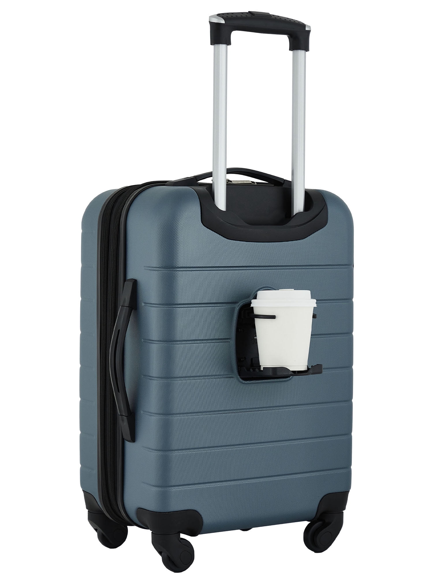 Wrangler 2-Piece Expandable Rolling Hard Side Spinner Carry-on Set with Patented 4-in1 Cup Holder, Indian Teal