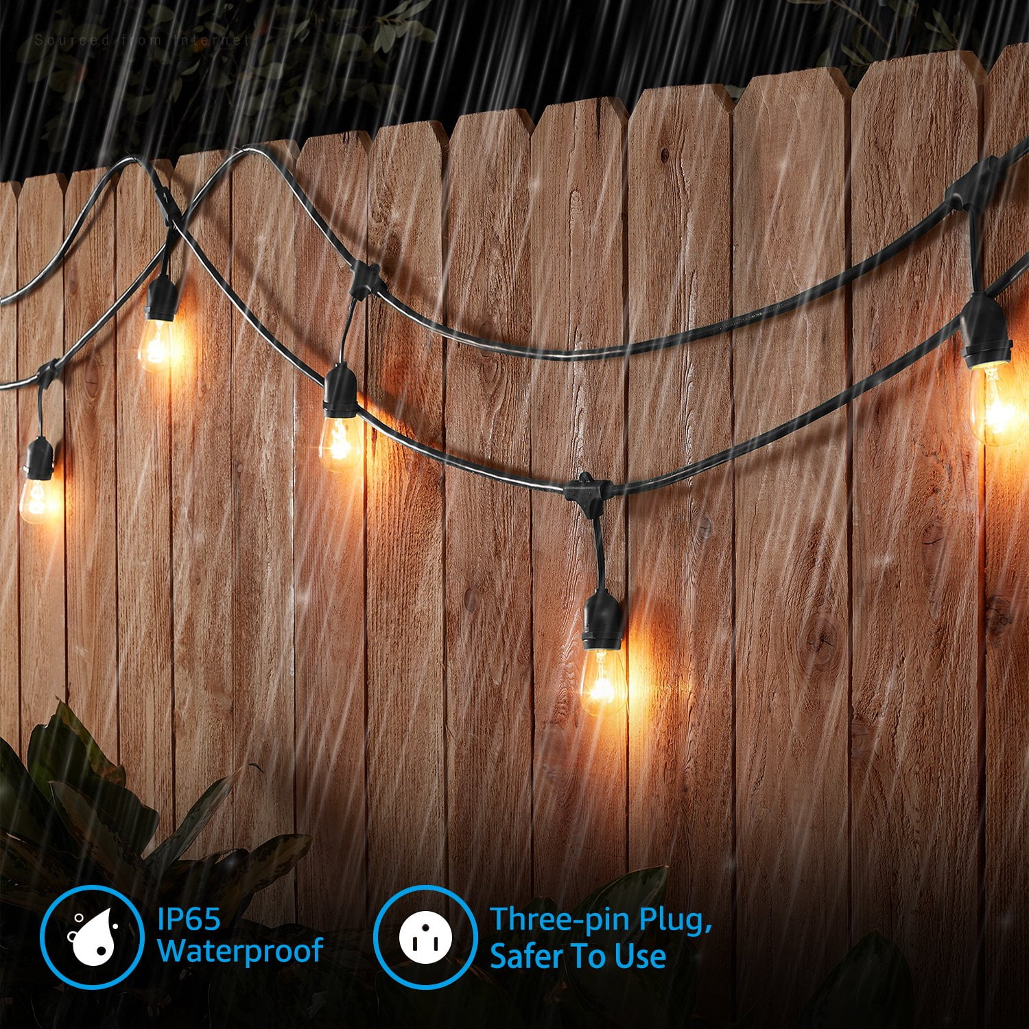 TORCHSTAR 50ft Outdoor Patio String Lights 24 Bulbs + Extra 12 Bulb Extendable Retro Style Hanging Lights for Festivals & Events, 24 Sockets, Weatherproof Commercial Grade, Garden, Balcony, Entrance