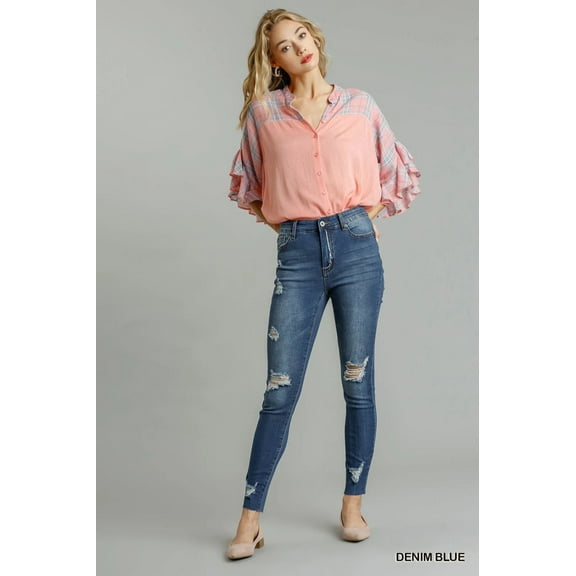 Umgee Distressed Skinny Jeans with Pockets