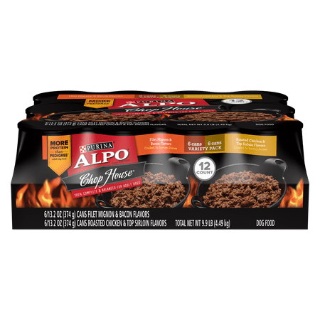 Dog House Blind - Purina ALPO Chop House Filet Mignon, Roasted Chicken & Top Sirloin Wet Dog Food Variety Pack - (12) 13.2 oz. Cans