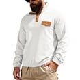 thumbnail image 2 of pstuiky manga larga de hombre, Blusa/camisa informal y moderna de color liso con cuello alto, manga larga y bolsillos para hombre camisetas de hombre xxl, 2 of 9