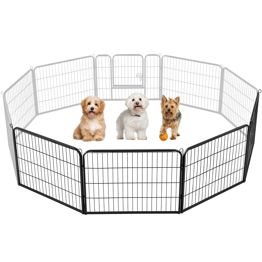 Yaheetech 24'' H 4 Panels Dog Playpen Outdoor Indoor Fence Pen, Black