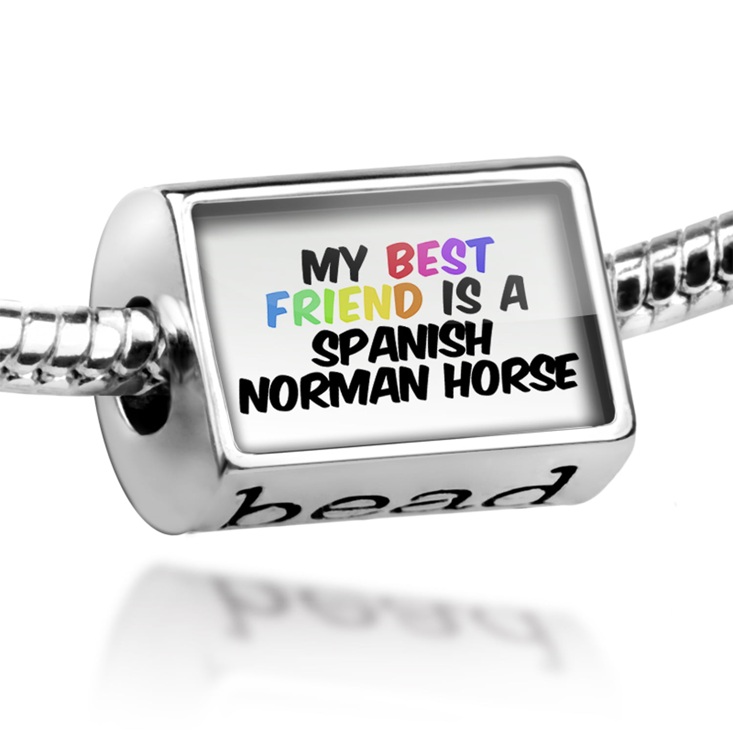 NEONBLOND Personalized Name Engraved My Best Friend a Spanish-Norman Horse Dogtag Necklace 