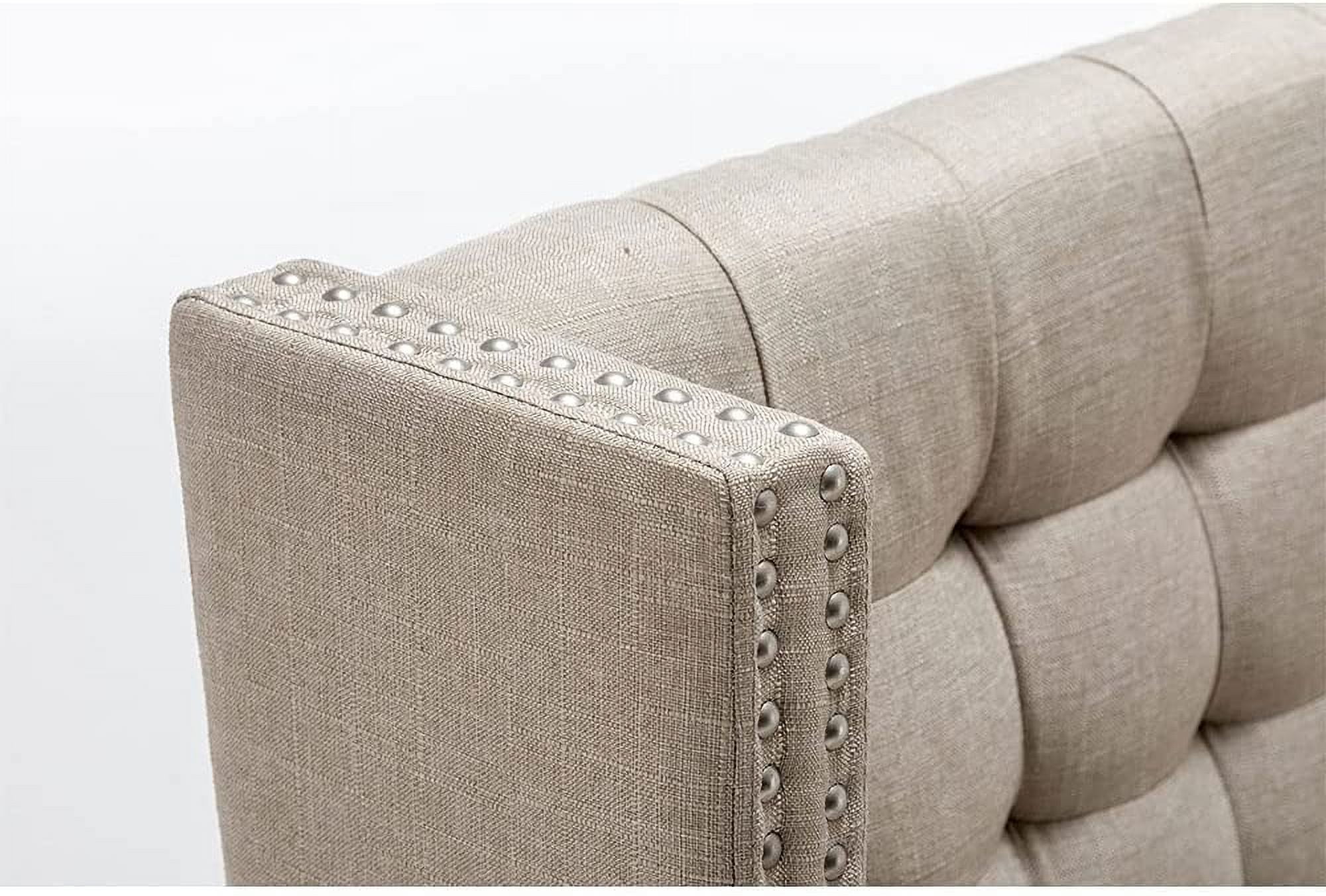 Andeworld Modern Loveseat Settee  Sofa Upholstered Banquette Couch for Dining Living Room Hallway or Entryway Seating Funiture with Wooden Legs,Putty