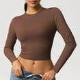thumbnail image 2 of Dagugfen Workout Tops for Women Stretch Long Sleeve Crop Tops Tight Athletic Sports Yoga Running Shirts, 2 of 6